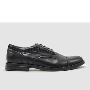 NEW KCR GROUP men's oxford toe-cap leather dress shoes in black